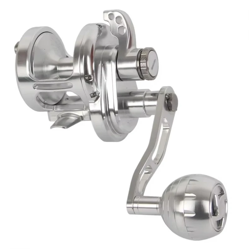 

CNC Machined Aluminum Saltwater Trolling Reel 100-500 Series 25-30kg Max Drag Slow Pitch Jigging Fishing Right Hand Bait Casting