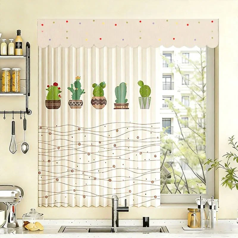 Magnetic Curtain with Telescopic Rod Valance Waterproof Oilproof Window Blind Privacy Curtain for Cabinet Kitchen Bathroom Decor