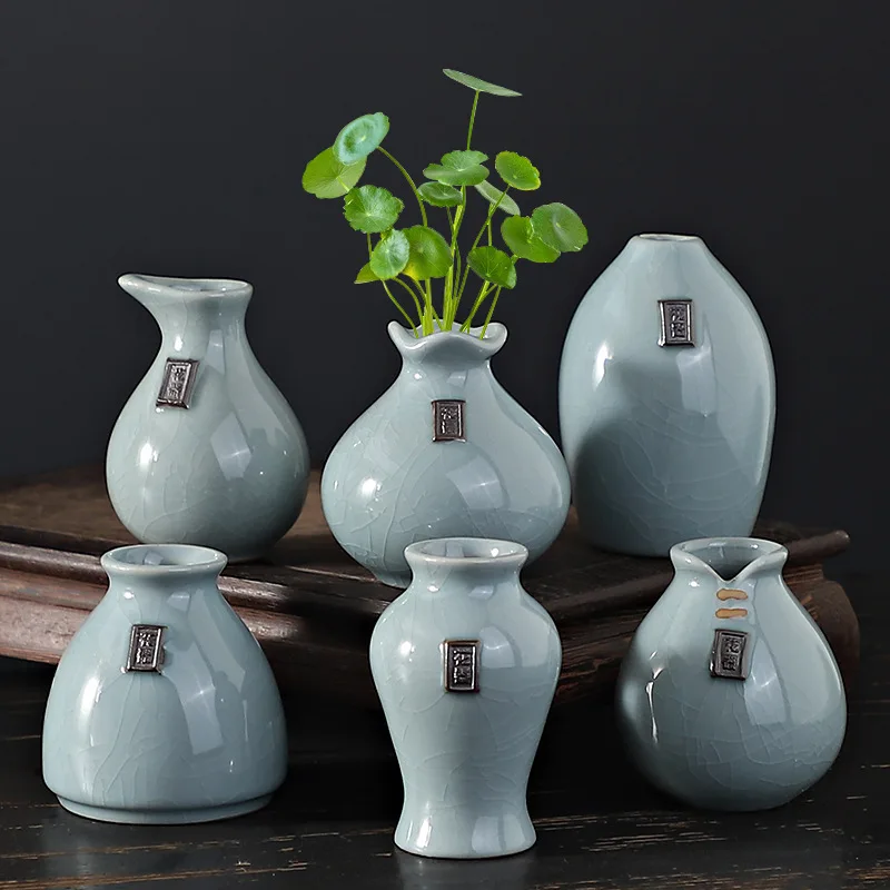 Ceramic Vase Mini Vase, Flower Arrangement Ornament, Suitable For Copper Money Plant, Pothos, And