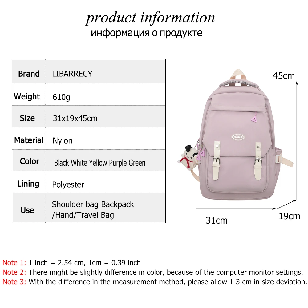 Women\'s Backpack Solid Color Multi-pocket Casual Woman Travel Bag High Quality Schoolbag for Teenage Girl Book Knapsack Bolsos