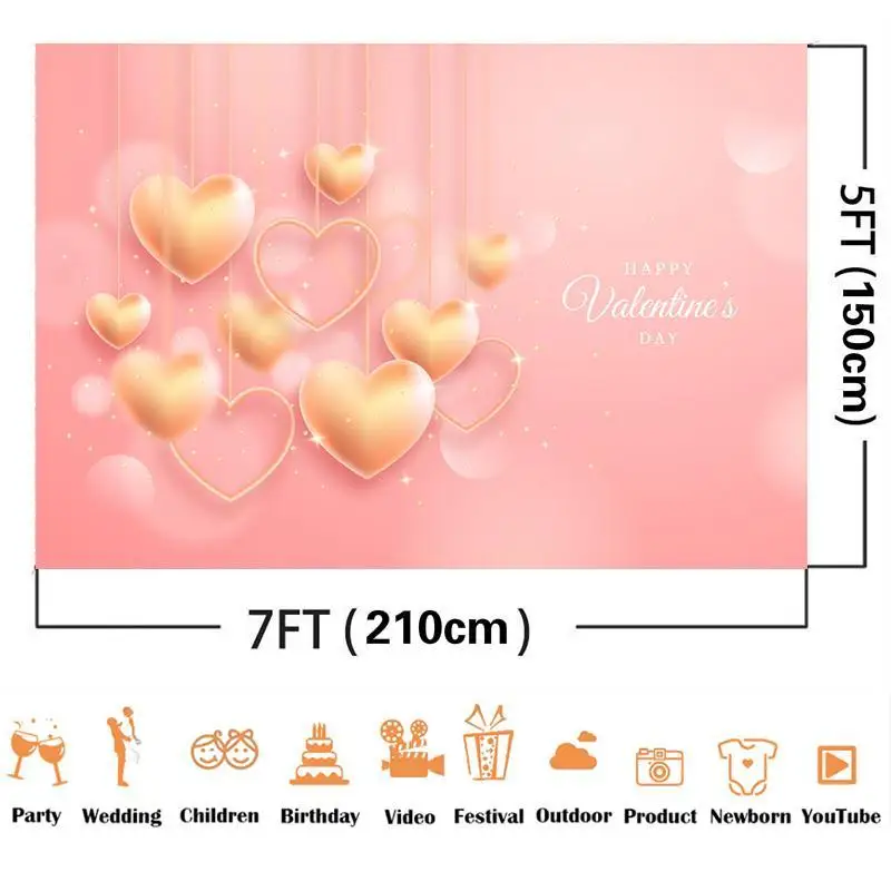 Ballon en forme de cœur doré pour la fête des couples, fond rose heureux, toile de fond de studio de photographie décorative, lieu de fête de Léon