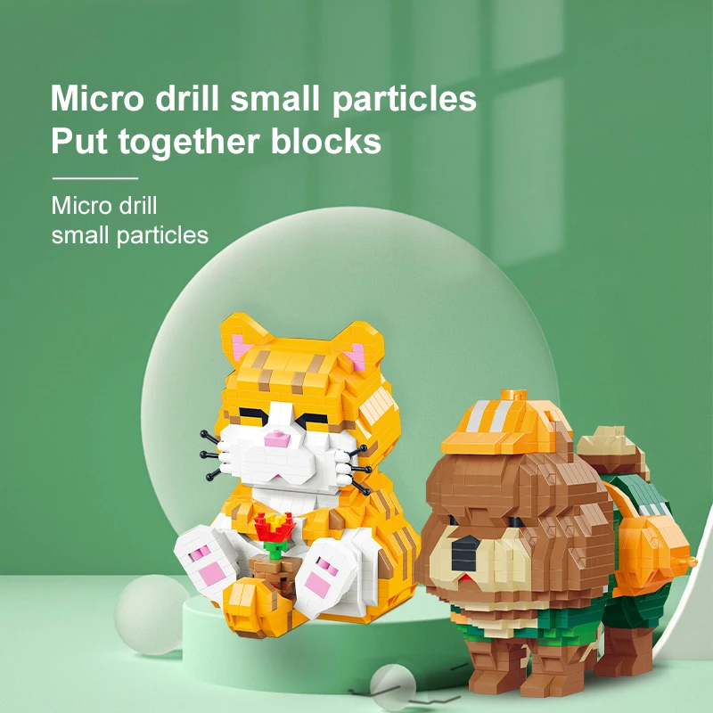 Animal Pet Building Blocks Cute Cat Puppy Dog Blocks Diamond Micro Bricks Classic Children Educational Toy Christmas Gift