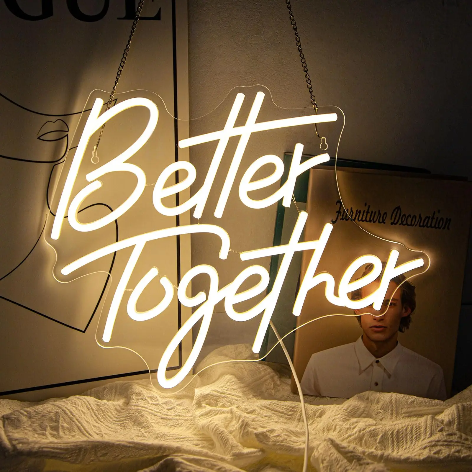 

Better Together Neon Sign LED Light with Adjustable Brightness Perfect Wedding Decor Anniversary Mr Mrs Party Decoration USB 5V