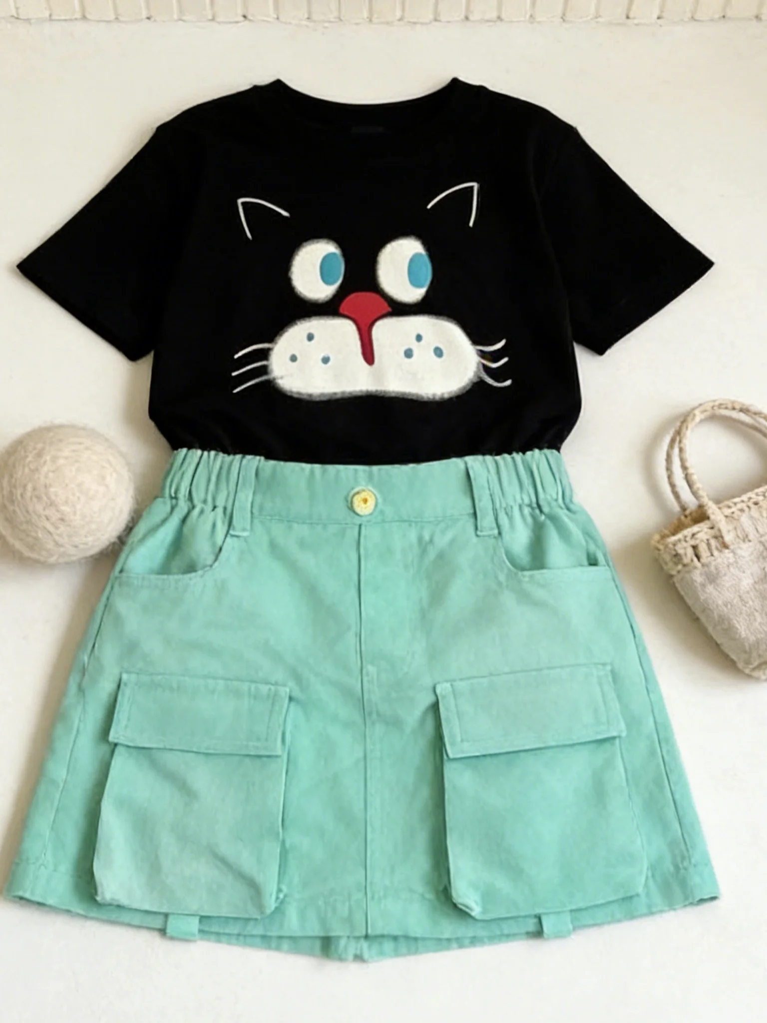 

Girls Short Sleeve T-Shirt Fashionable Summer Wear Breathable Casual Style round Neck Top for Children Teens And Tweens