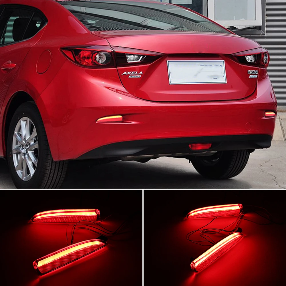 Nice 2Pcs for Mazda 3 Axela 2014 2015 2016 LED DRL Rear Bumper tail light fog lamp Brake Lights Signal Warning lamp