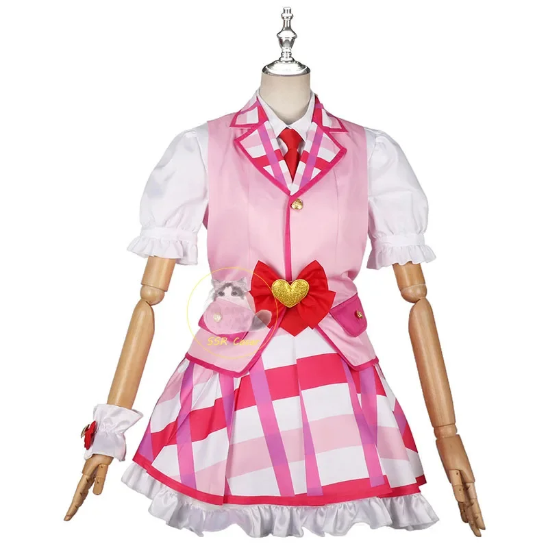 Anime hoshimiya Ichigo cosplay aikatsu cosplay costume pink dress uniform Halloween party clothes coat shirt skirt bow set Girls