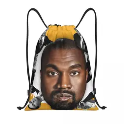 Custom Funny Kanye West Meme Drawstring Backpack Sports Gym Bag for Women Men Rapper Music Producer Shopping Sackpack