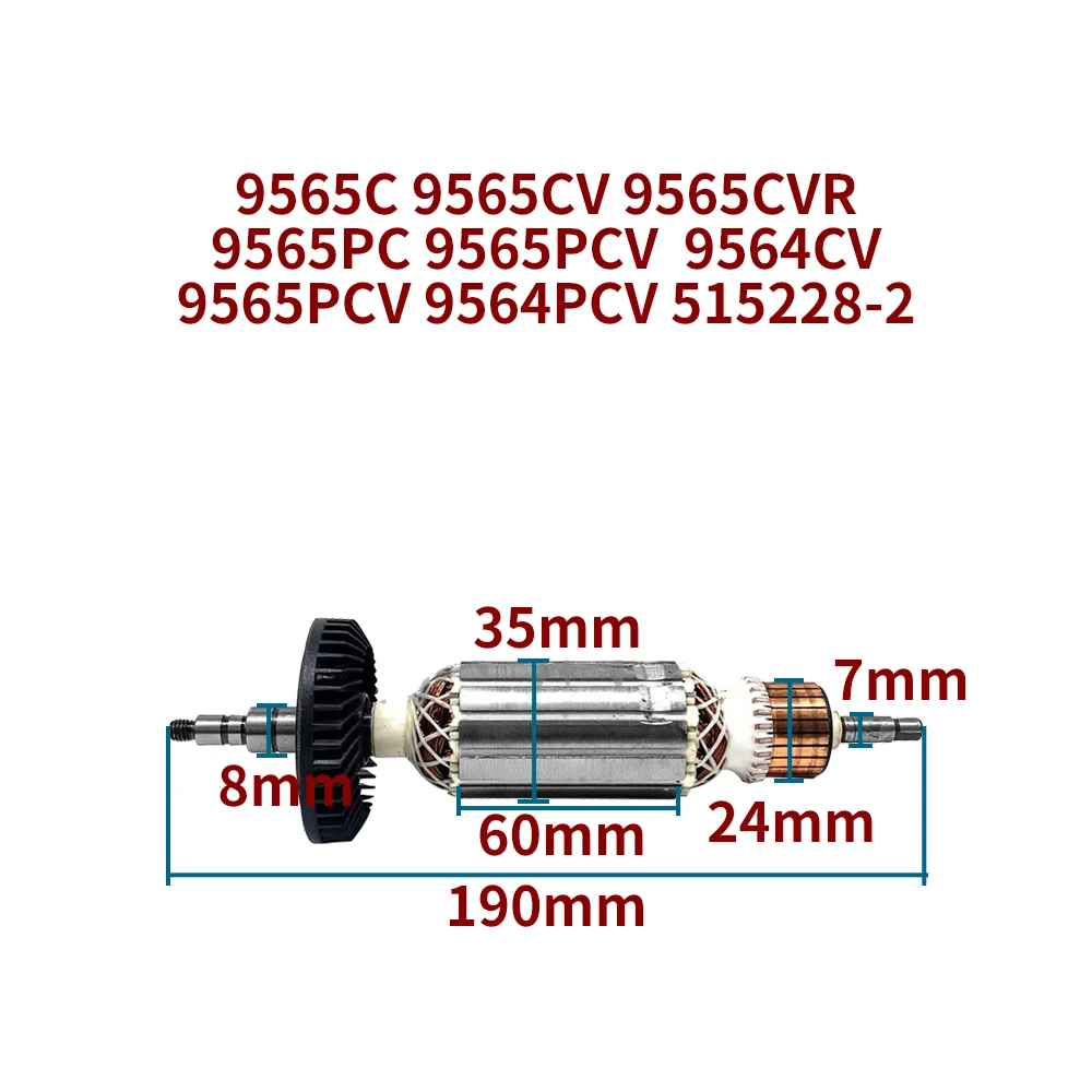 

Якорь для Makita 9565C 9565CV 9565CVR 9565PC 9565PCV 9564CV 9565PCV 9564PCV 515228-2, аксессуары для якоря ротора угловой шлифовальной машины