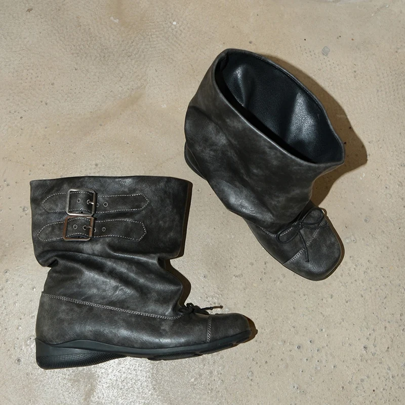 

Женские ботильоны «Челси», зимняя модная женская обувь, новинка 2025, короткие ботинки с круглым носком в стиле вестерн, дизайнерская обувь Мэри Джейн с пряжкой