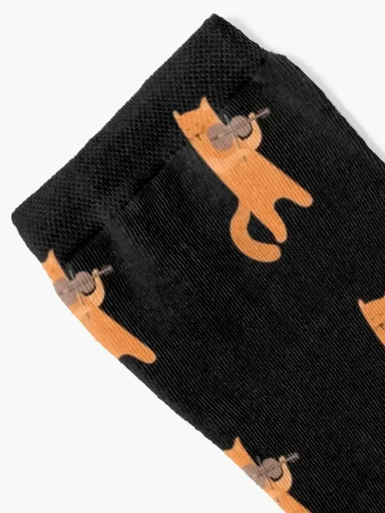 CAT PLAYING VIOLIN Socks cycling Lots cotton loose Designer Man Socks Women's
