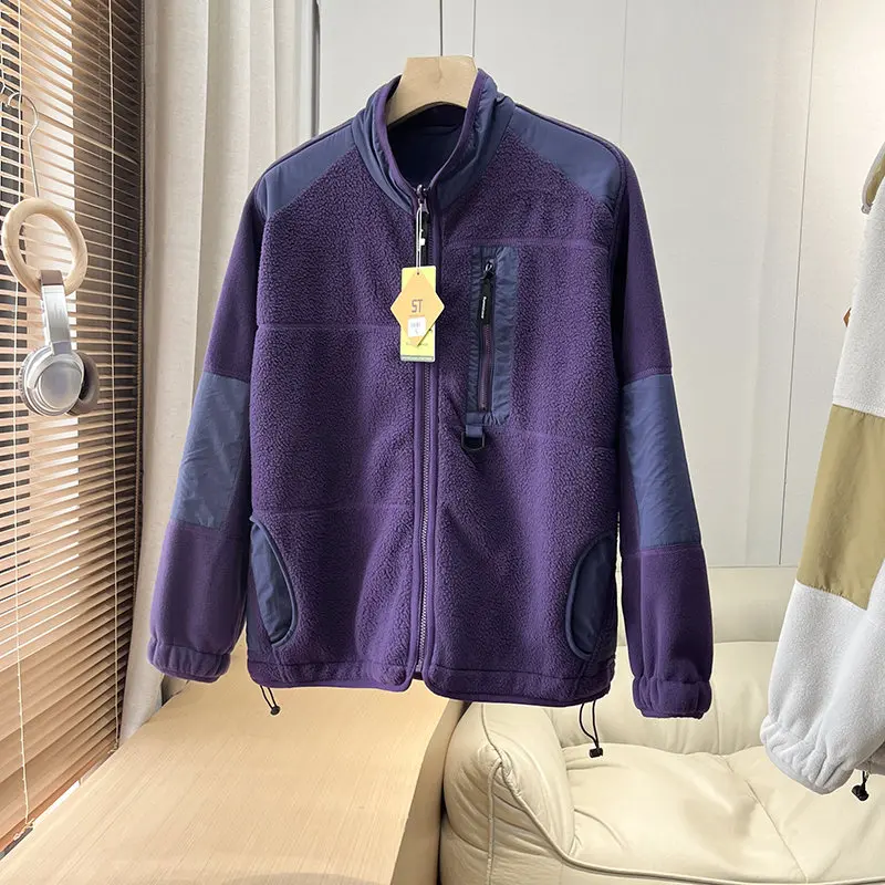 For Outdoor Use in Autumn Winter, This Double-sided Warm Thick Loose Coat with A Stand-up Collar Is Suitable Both Men and Women