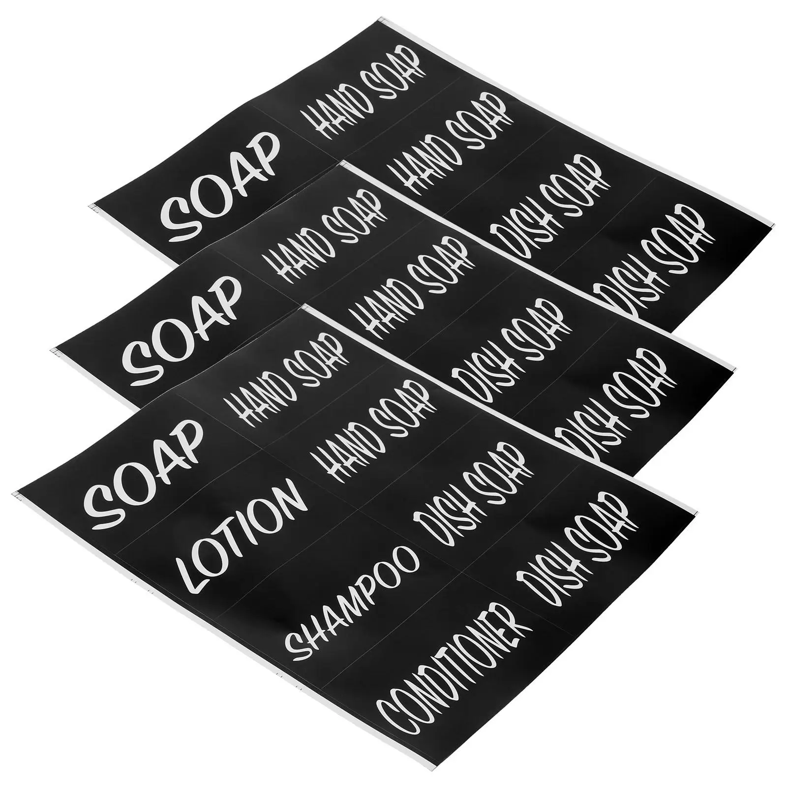 

3 Sheets Black Waterproof Bathroom Amenities Labels Shampoo H Soap Dispenser Stickers PVC Adhesive Sub bottle Tags Storage
