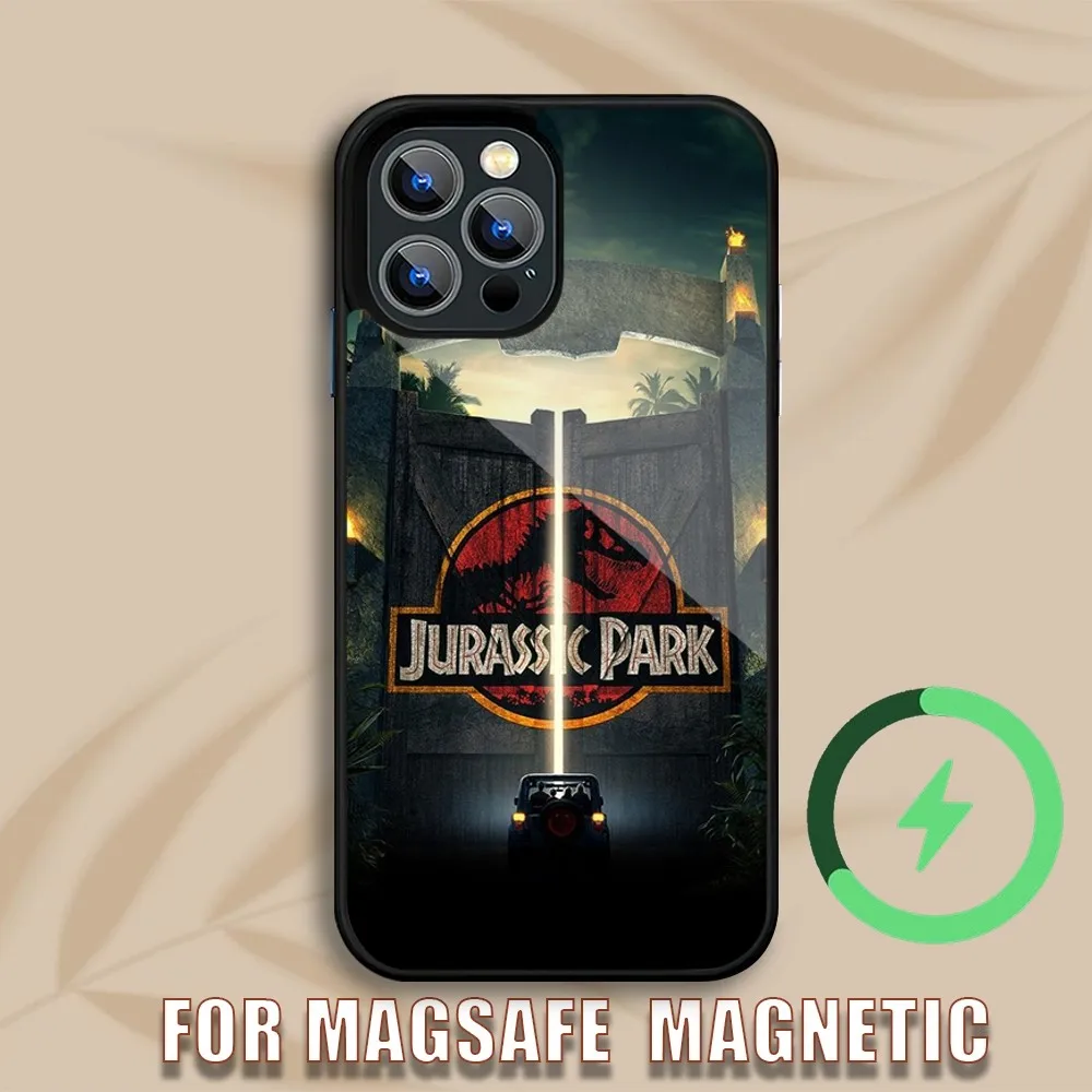 J-Jurassic Park Dinosaur World Phone Case For iPhone 16 15 14 13 12 11 Pro Max Plus Magsafe Magnetic Wireless Charging Cover