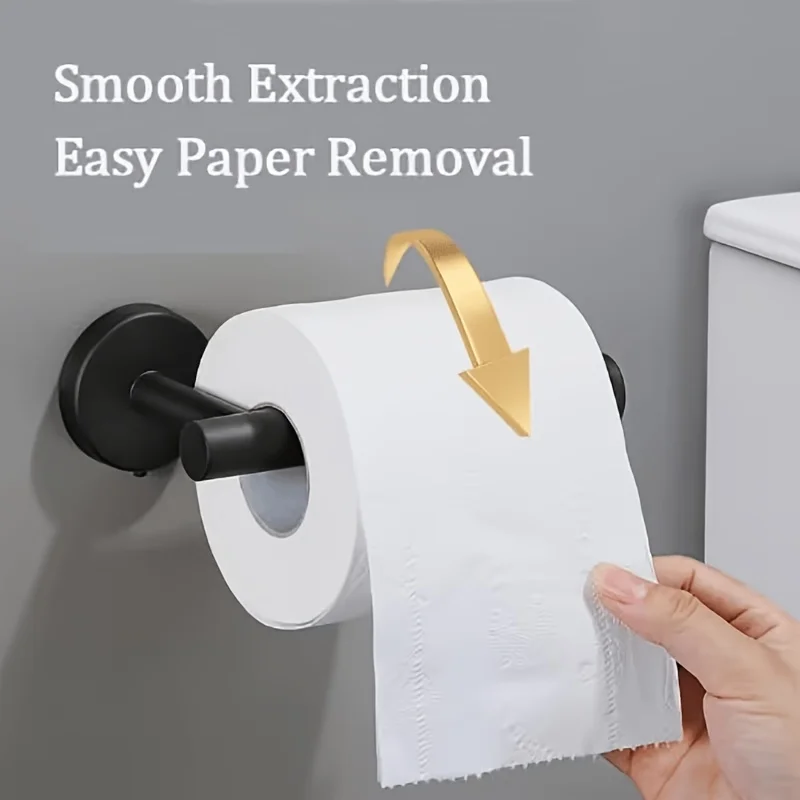 Stainless Steel Toilet Paper Holder, Wall-Mounted Bathroom Roll Holder, Brushed Gold/Black/Silver view 2