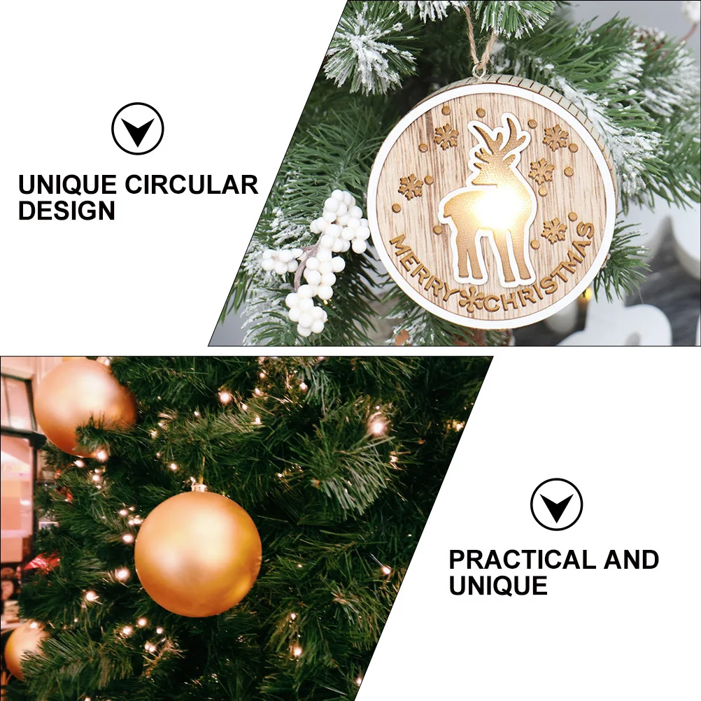 

2Pcs LED Light Xmas Tree Pendant Wooden Hollow Christmas Ornament Hanging Lamp Luminous Party Decoration LED Light