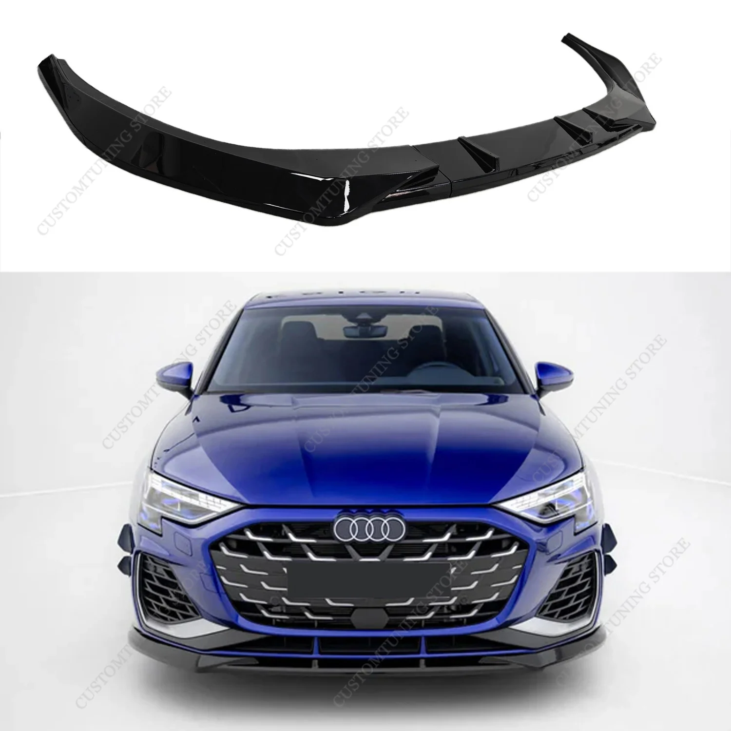 For AUDI S3 8Y Facelift Gloss Black ABS Front Bumper Lip Spoiler Diffuser Splitter For  A3 S-line 2025 2026 Facelift Bodyklits
