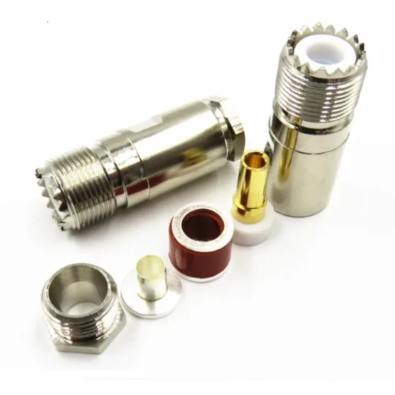 SO239 UHF Female Solder Connector RF Coaxial SO239 Jack for RG58 RG142 RG400 LMR195 Cable 50 Ohm Brass