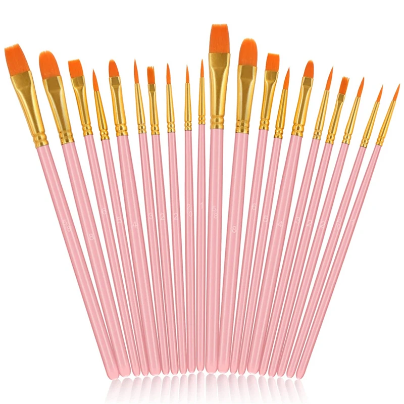 

20 Pcs Paint Brushes Artist Paintbrushes Round Pointed Tip Nylon Hair Acrylic Paint Brushes Acrylic Oil Watercolor Face Nail Art