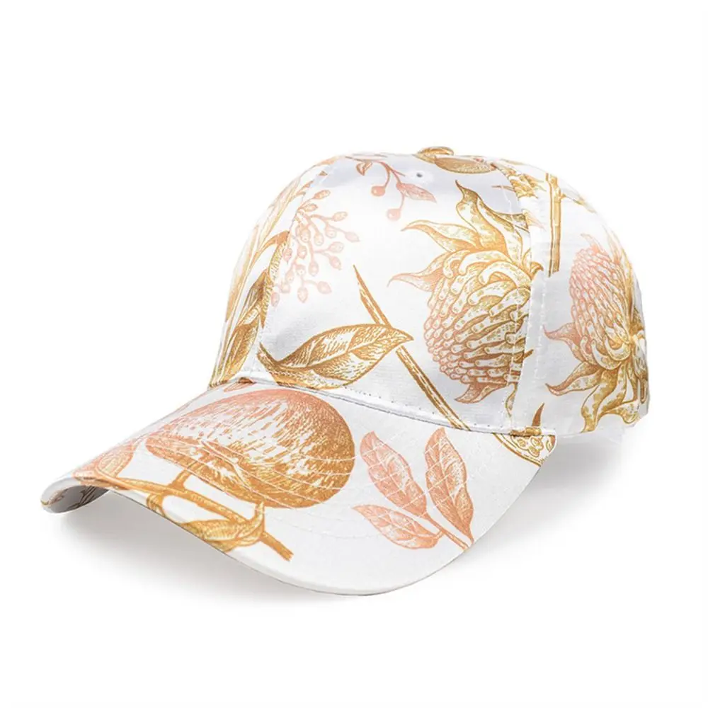 Women Spring Summer Sunscreen Baseball Caps Flower Floral Print Holiday Style Caps Casual Sport Dome Hats Fashion Beach Sun Hat