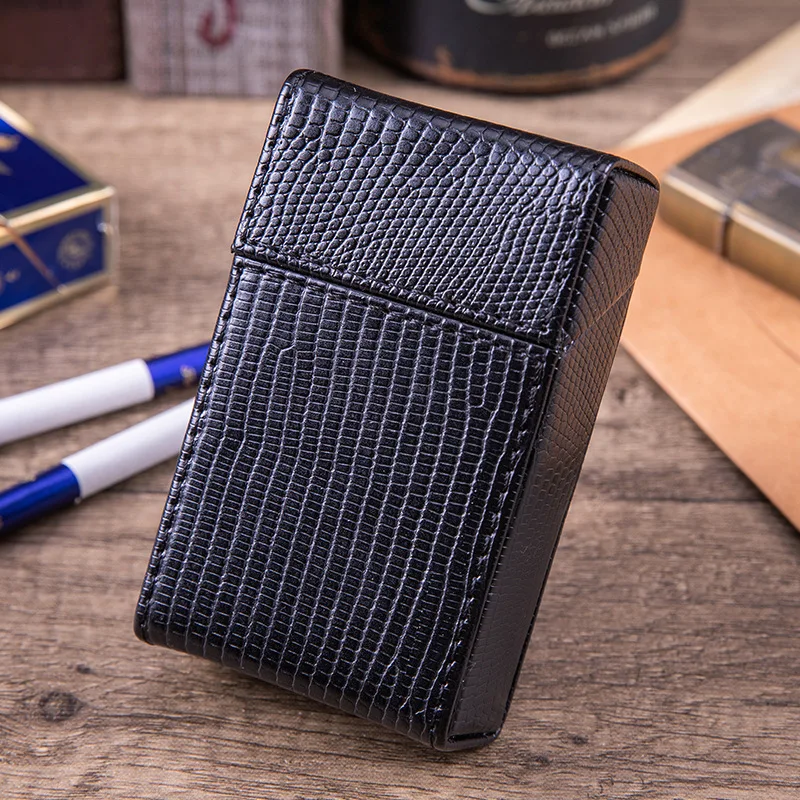 Black Cigarette Case Holds 20 King Size Cigarettes PU Leather Storage Box Smoking Accessories Gift for Men and Women