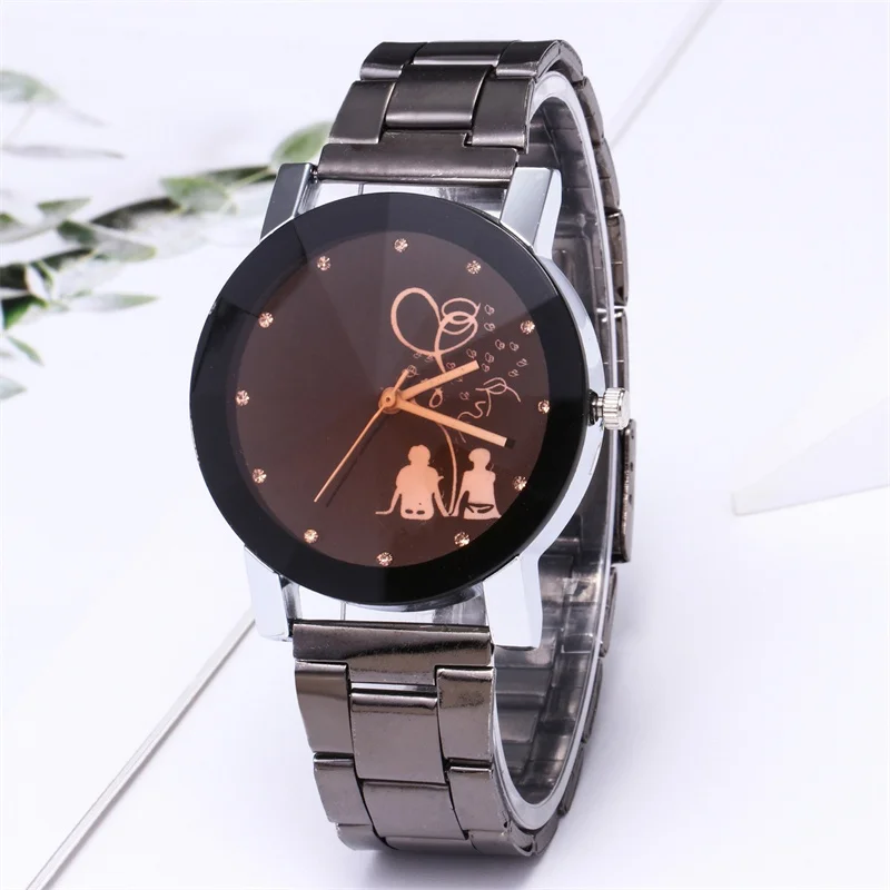 

Hot boys and girls couples watches quartz steel chain alloy sports watch