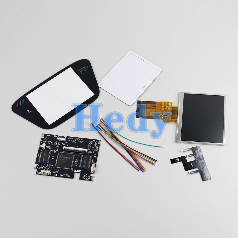 1 conjunto destaque display completo v4 tela lcd de vidro para sega game gear gg v4.0 brilho ajustável suporte saída vga mod