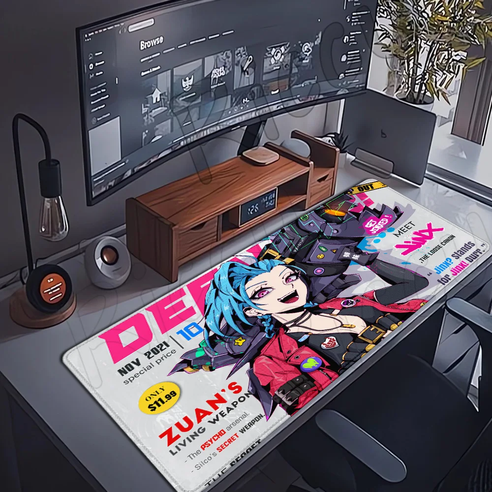 XXL Genshin Impact Mouse Pad Hot Anime Girl Mouse Mat Gamer Computer Mousepad PC Cabinet Desk Mat Gaming Carpet Playmat Jinx Rug