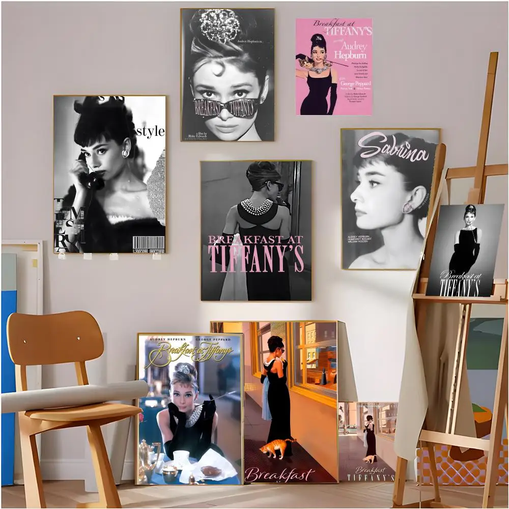 Breakfast at Tiffany Poster Modern art bathroom wall poster waterproof frameless decorative gift Playful humorous perfect