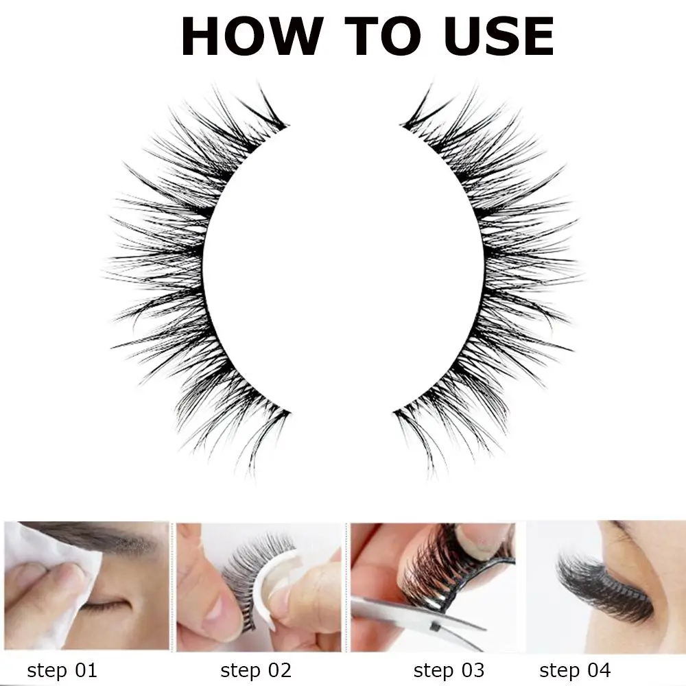 1 paar 3D Nerz Reusable Selbst-adhesive Falsche Wimpern Natürliche Lockige Dicke Wispy 3 Sekunden Zu Tragen Keine Kleber benötigt Wimpern Mit Box