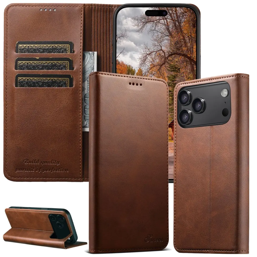 

For iPhone 17 Pro Max 16e 16 Plus 15 Pro 14 13 12 Pro Max Phone Case Faux Leather Card Holder Stand Wallet Magnet Flip Cover