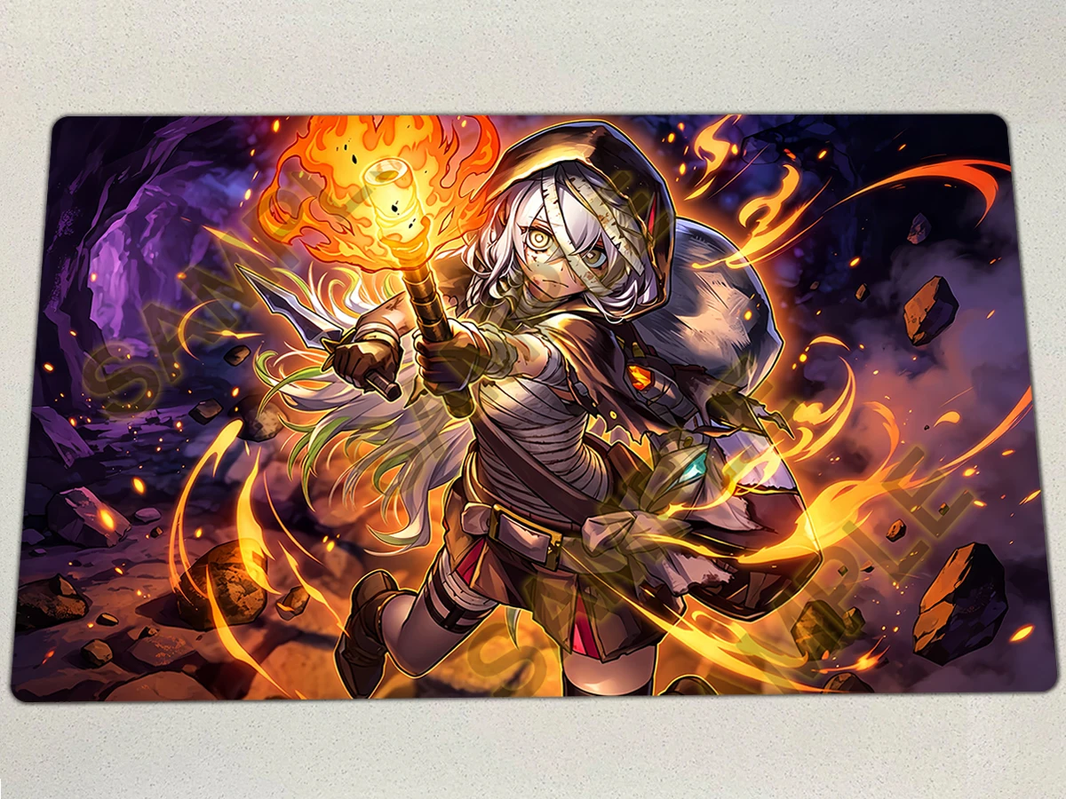 YuGiOh Bonfire Playmat TCG CCG Mat Board Game Pad Trading Card Game Mat Rubber Anime Mouse Pad Mousepad Free Bag 600x350x2mm
