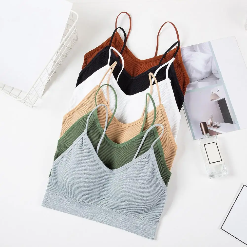 

Sports Bra No Steel 6 Pack Women's Padded V-neck Sports Bras Wireless Tank Tops for Everyday Wear Sleeping Exercise Shaping