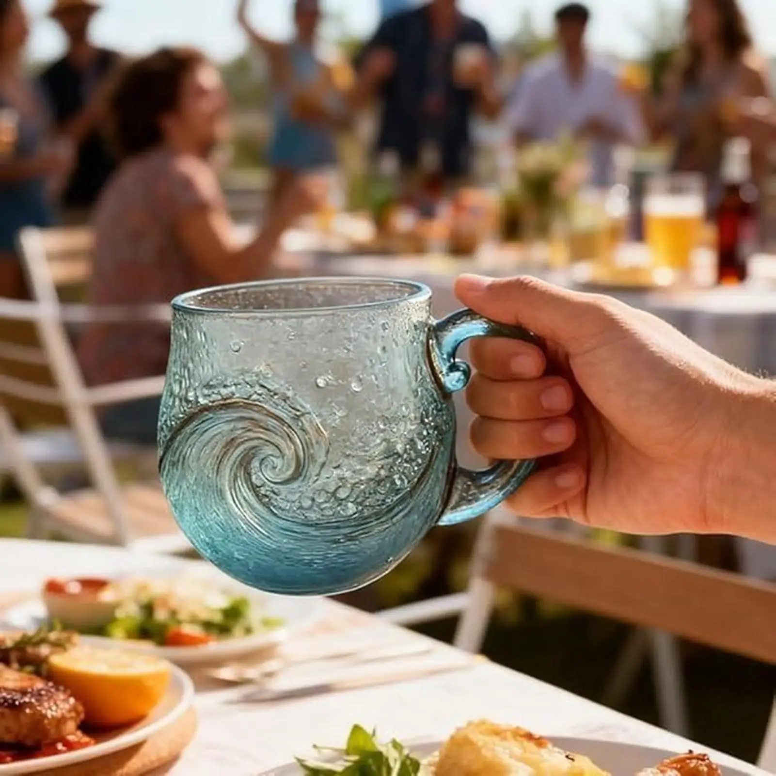 12OZ Ocean Wave Cup Coastal Coffee Mug Sea Theme party Tea Cup Resin beach wave coffee mug New year birthday gifts