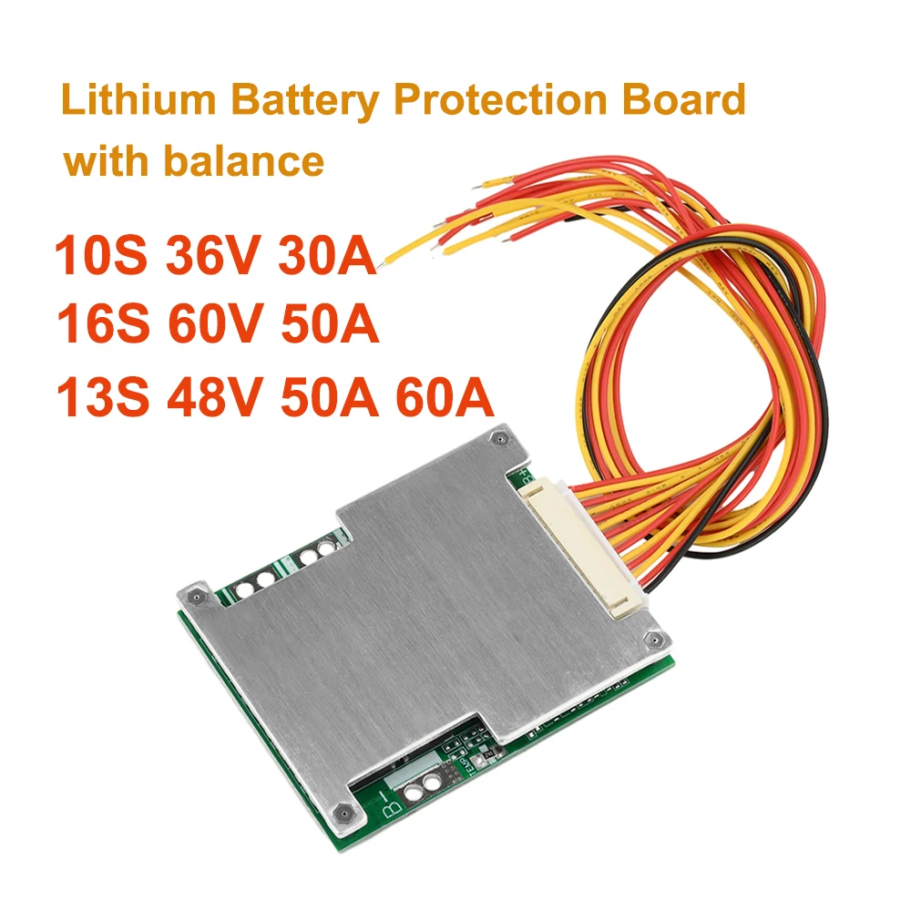 16S 60V 50A 10S 36V 30A 13S 48V 50A 60A Lithium Battery Protection Board with balance for Electric Vehicle Motorcycle Protection