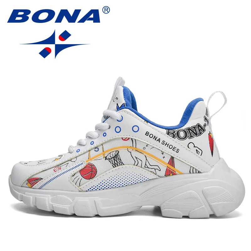 BONA 2023 New Designers Autumn Walking Shoes For Boys Girls Sport Shoes Fashion Breathable Soft Jooging Shoes Children Footwear