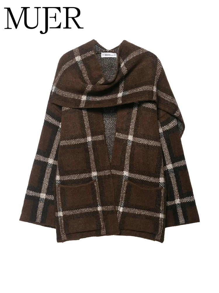 MUJER منقوشة وشاح معاطف للنساء الشتاء مفتوحة معطف طويل المرأة خمر المرأة خندق معطف الشارع الشهير جديد في معاطف وسترات