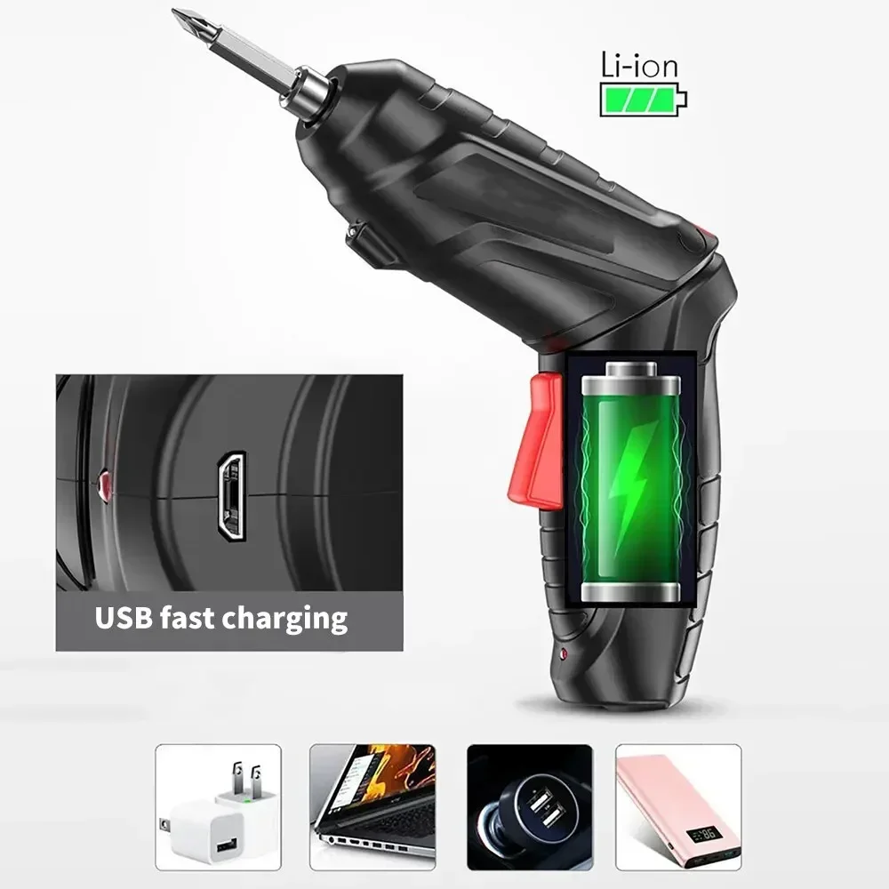 Wireless Electric Screwdriver, Rechargeable Lithium Battery, Mini Drill Bit, 3.6V, Electric Toolbox, Home Repair