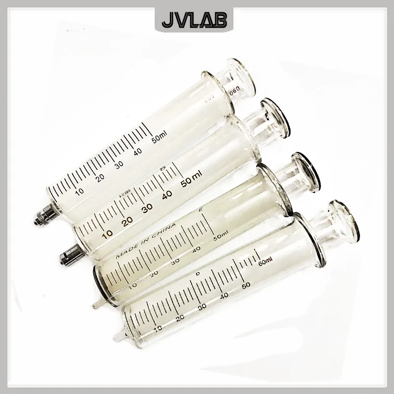 Large Glass Syringes 50ml With Glass Caliber / Ruhr Locks Caliber 50 CC Glass Sample Extractor Injector Lab Glassware 60 CC 1 pc