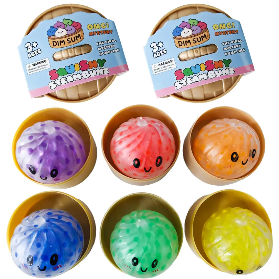 New 5.5cm Glitter Dumpling Glitter Dumpling Squishy with Box Dumplings Sensory Squeeze Toy for Stress Relief S