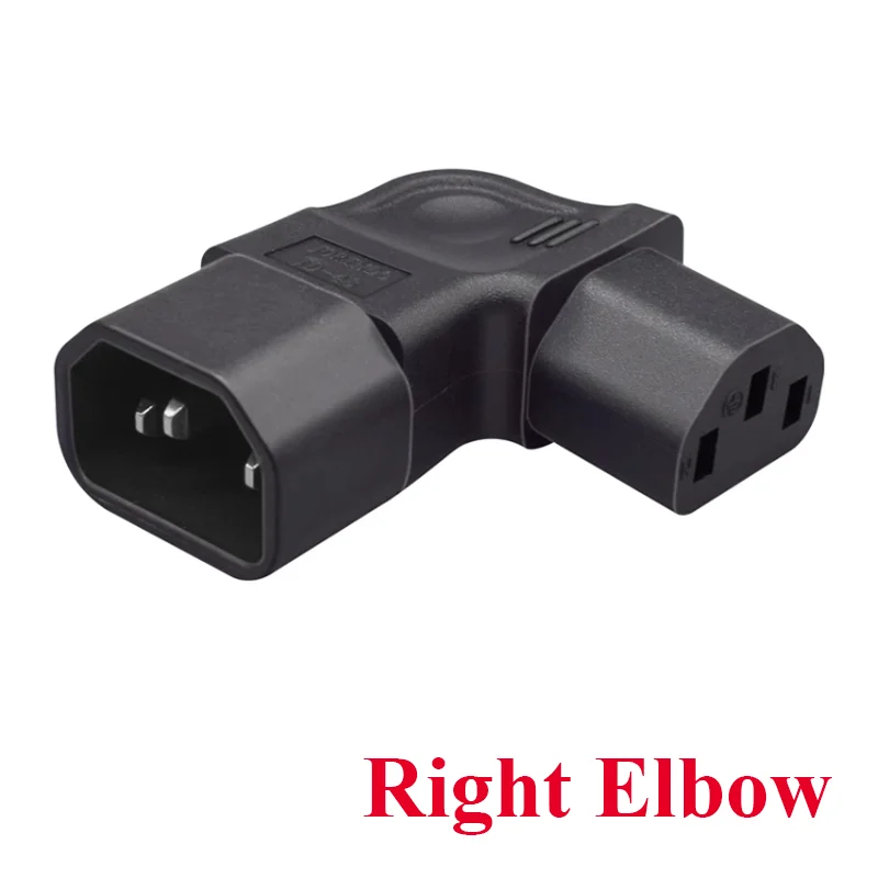 أسود الزاوية اليمنى/اليسرى 10A 250 فولت IEC320 C14 ذكر إلى C13 أنثى وعاء قابس مهايئ الطاقة لتلفزيون LED جدار جبل