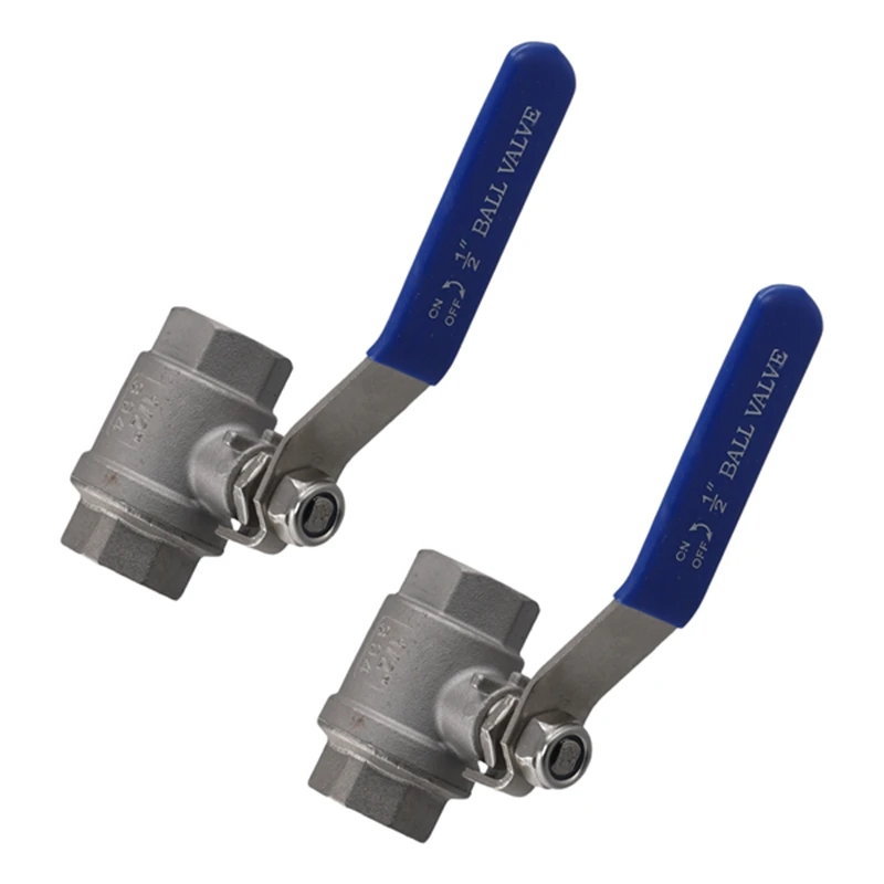 

2PCS 304 Stainless Steel Ballvalve 2P Full Port Ball Valve Female Valve Vinyl Handle Valves