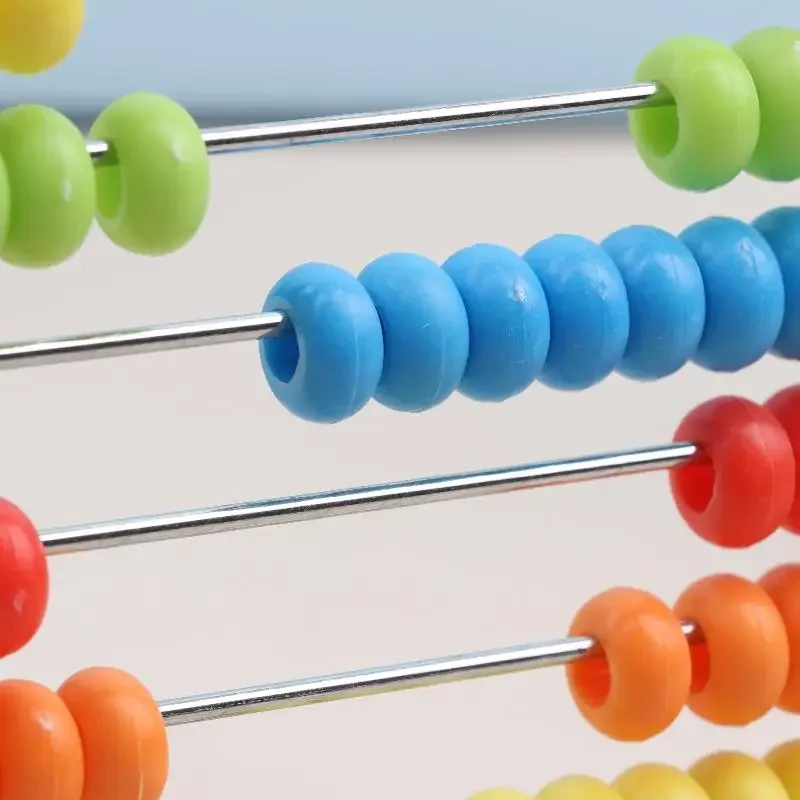 1 Juego de tarjetas del alfabeto con números, aprendizaje de matemáticas preescolar, matemáticas educativas de madera, juguete de conteo de 10 filas, 100 cuentas con palos de conteo