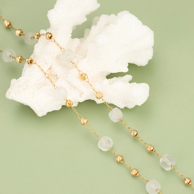 assoonas, C307, DIY-Kette, nickelfrei, 18k vergoldet, Kupfer, Natursteinperle, Schmuckherstellung, DIY-Armband-Halskette, 50cm/Stück – Detail 2