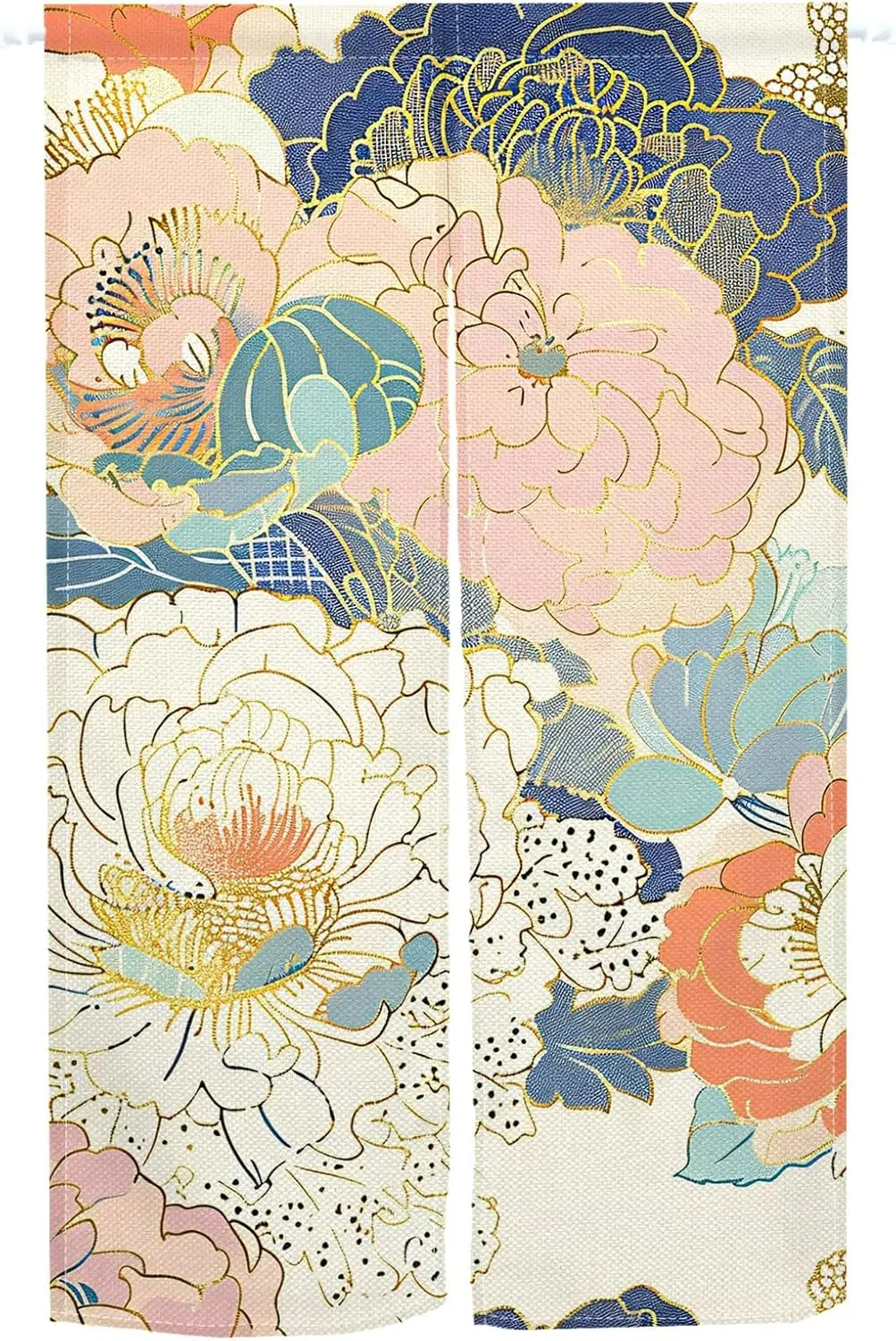 Japanese Noren Doorway Curtain Boho Style Flowers Printed Tapestry Entrance Feng Shui Door Curatain Single Side Window Treatment