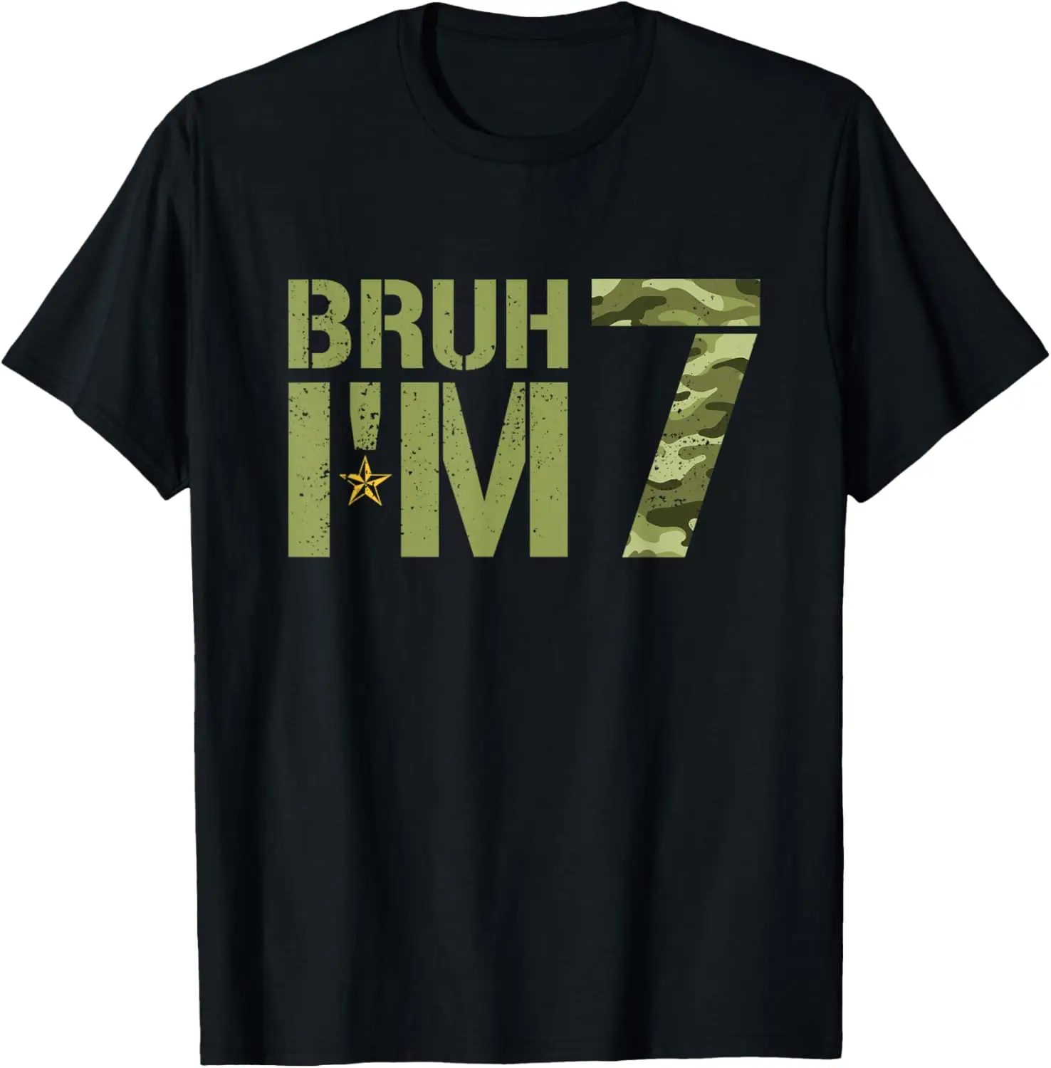 

Bruh It's My 7th Birthday I'm 7 Birthday Retro Camo T-Shirt