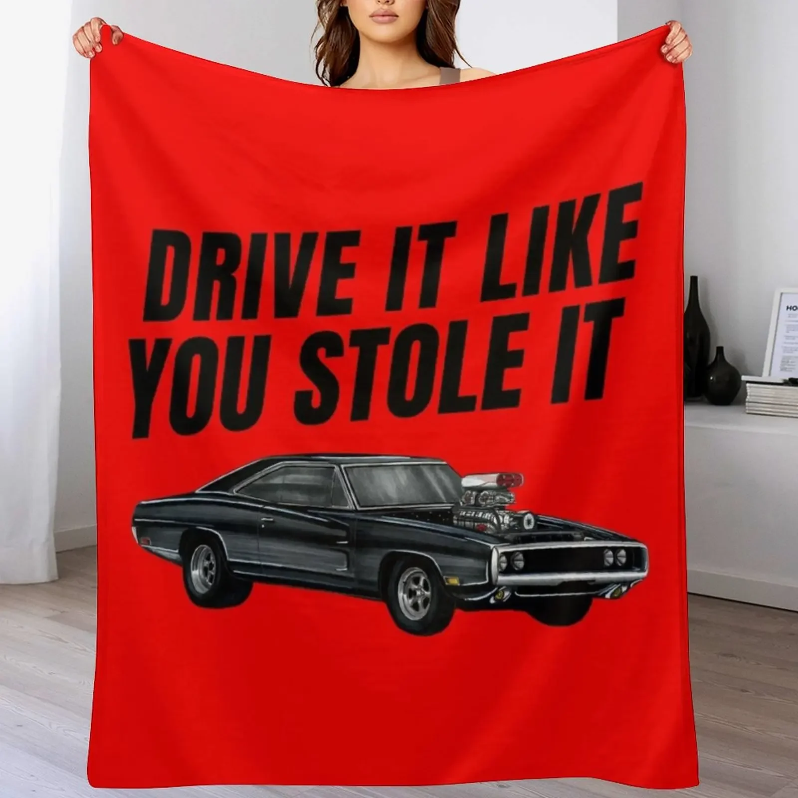 

Drive it like you stole it { fast and furious Dom's Charger } Throw Blanket Cozy Napping Blanket Gift for Mom Dad