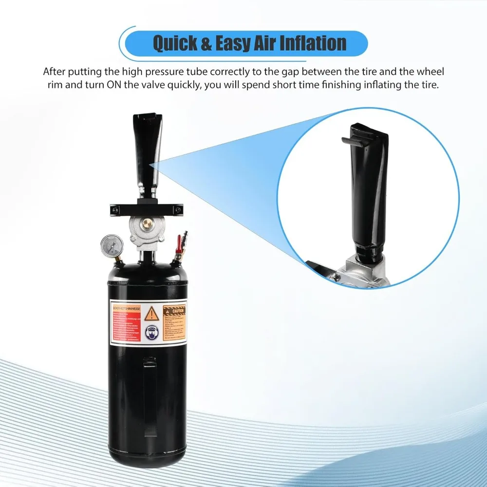 مقعد خرز للإطارات الهوائية سعة 8 لتر مع مكبر ومقياس 116 رطل لكل بوصة مربعة للسيارة والشاحنات وإطارات ATV #3