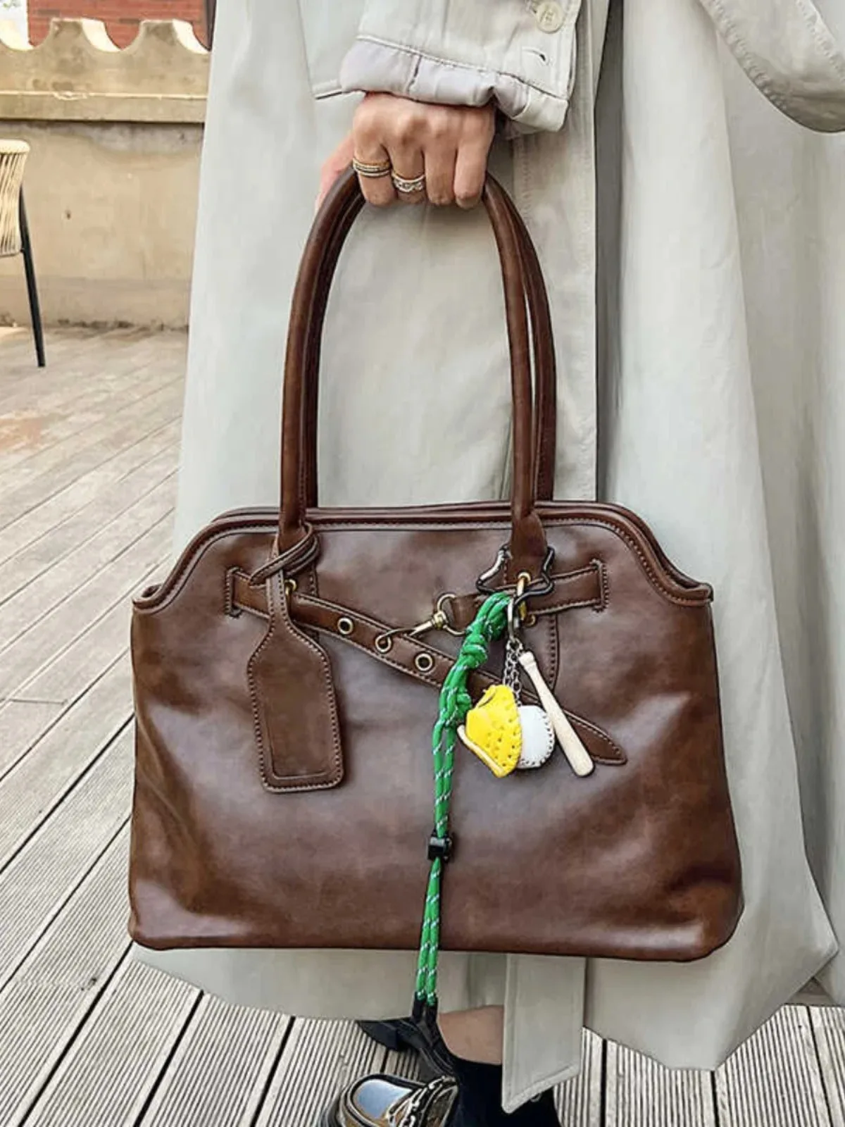 

Vintage Women's Tote Bag Large Capaci Commuter oulder Bag Underarm Bag Soft PU Leather Korean Sle Daily Use Bag