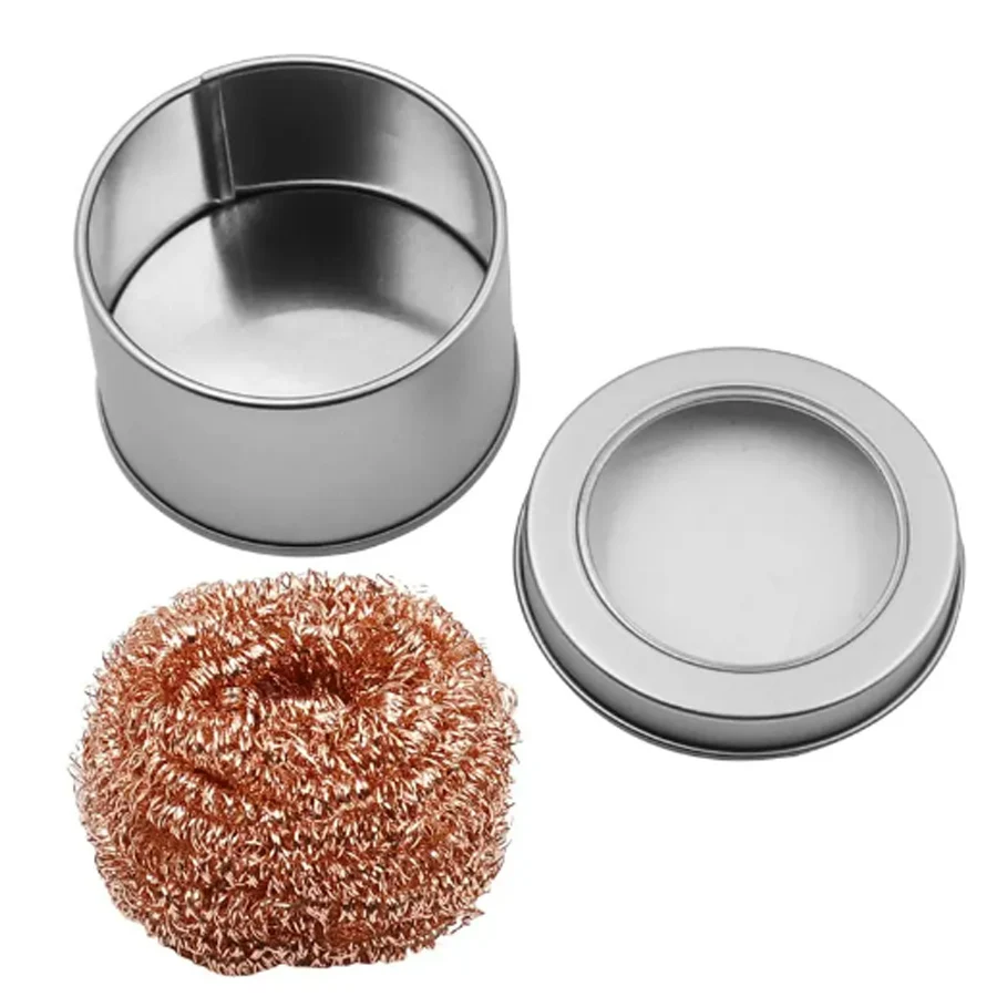 

Cleaning Ball Desoldering Soldering Iron Mesh Filter Cleaning Nozzle Tip Copper Wire Cleaner Ball Metal Dross Box Clean Ball
