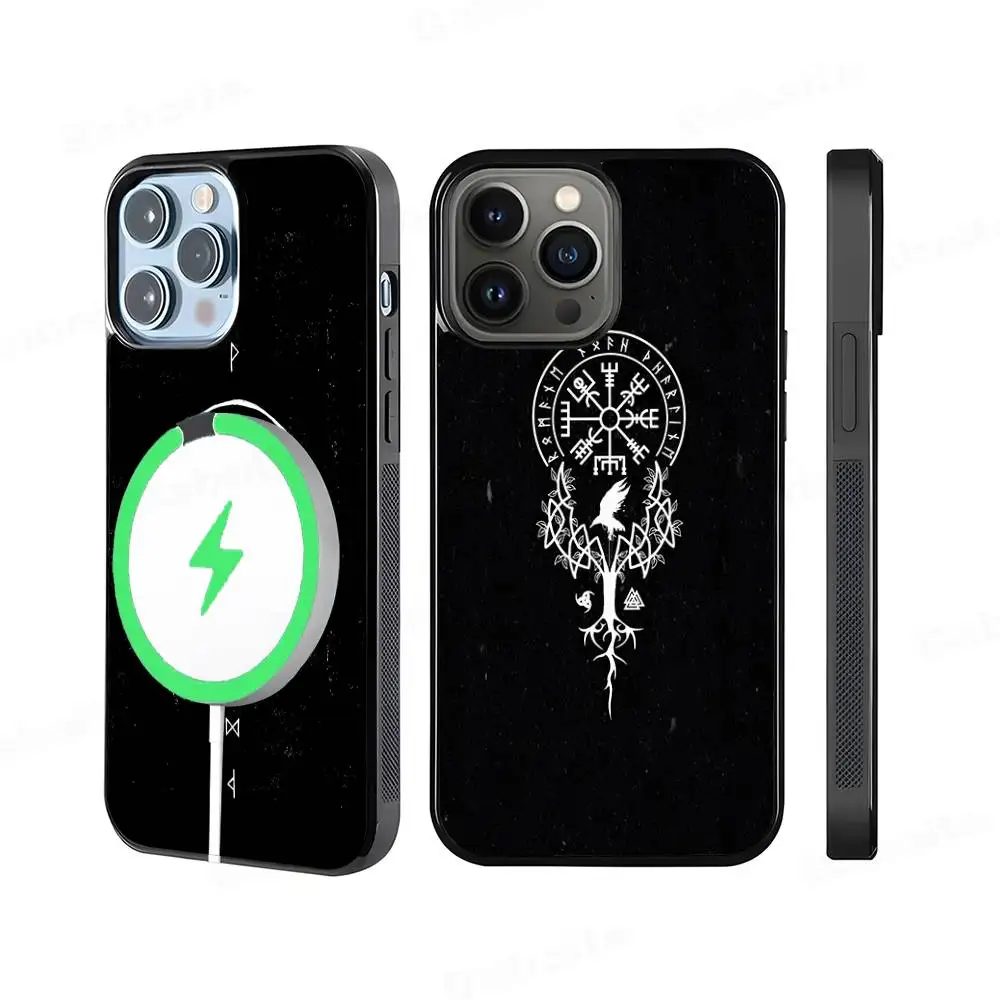 

V-Viking V-Vegvisir Logo Phone Case Magnetic Case For IPhone 16 14 13 12 11 15 Pro Max Plus For Magsafe Wireless Charge Cover
